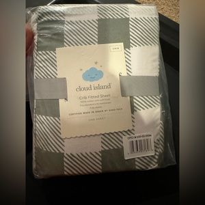 Fitted Crib Sheet - Cloud Island Green Gingham